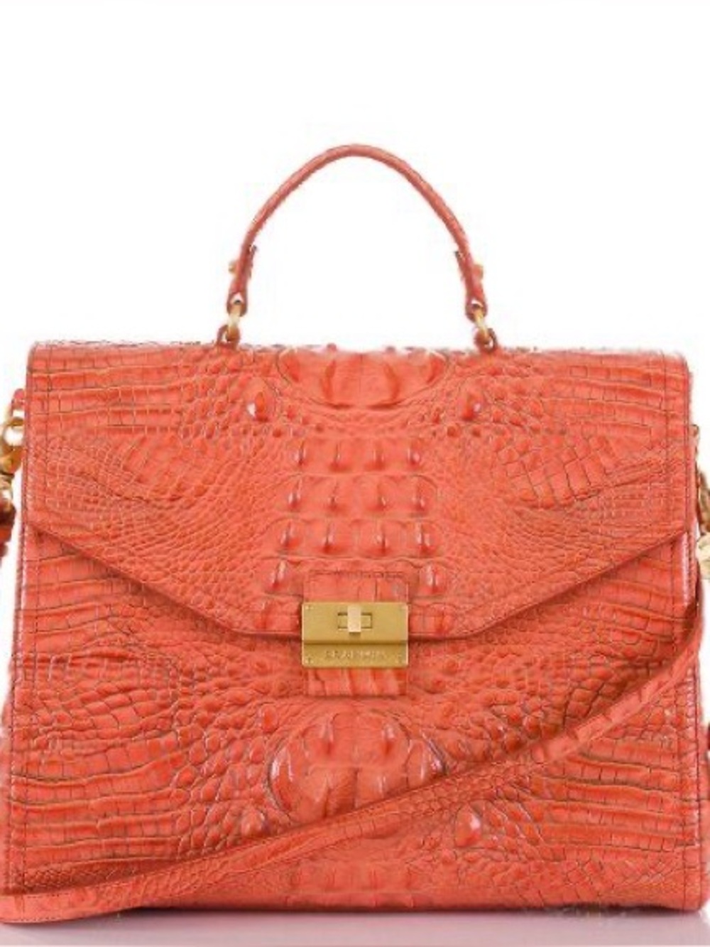 Brahmin Coral Crocodile-Embossed Satchel